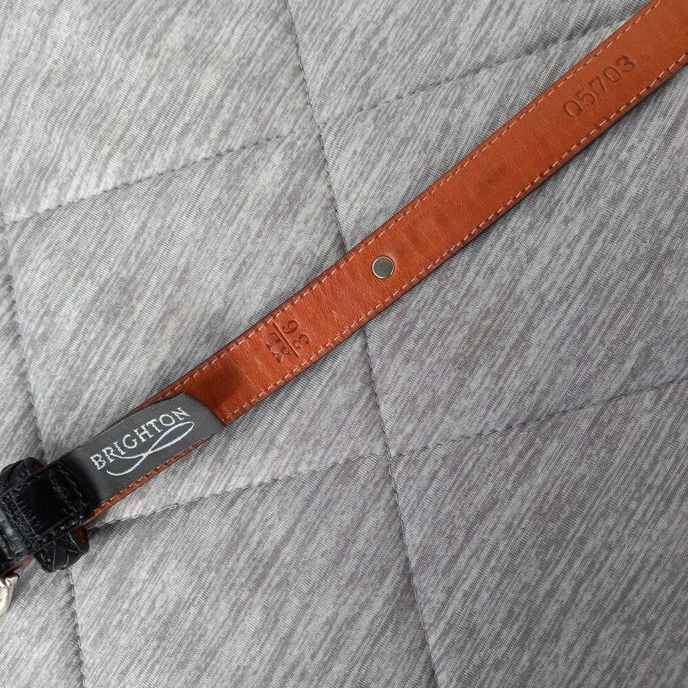 Brighton Black Leather XL belt with lacing, dot conchos & silver-tone buckle - Picture 4 of 8